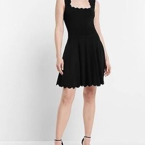 Express Black Scalloped Mini Dress